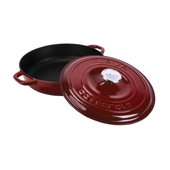 Lava Döküm Yuvarlak Çok Amaçlı Yayvan Tencere New Heritage Serisi Çap(Ø)28cm.-Bordo - Resim 2