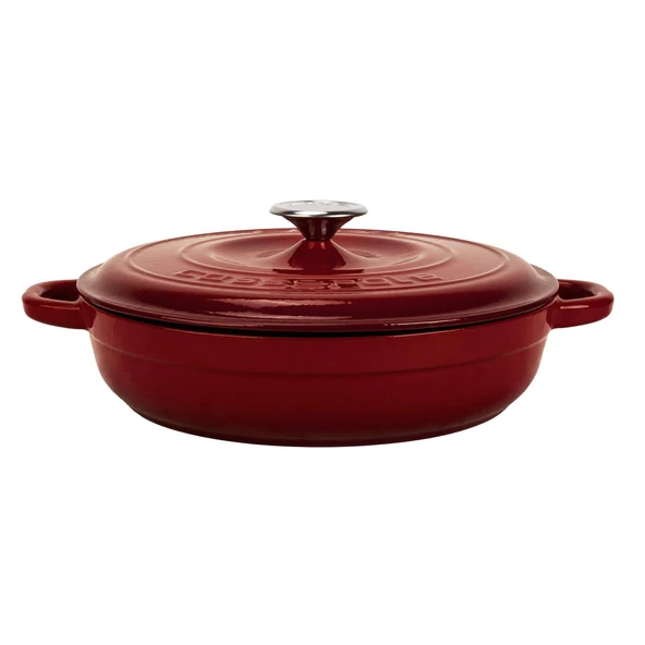 Lava Döküm Yuvarlak Çok Amaçlı Yayvan Tencere New Heritage Serisi Çap(Ø)28cm.-Bordo ürün görseli