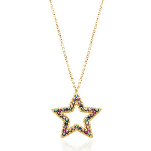 EMILIANO JEWELLERY SİLVER 925 AYAR ZİRKON YILDIZ GÜVERSELİ KOLYE