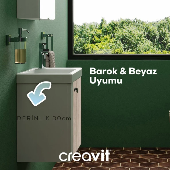 Forest Lavabo Dolabı 50 cm Beyaz-Barok - Resim 5