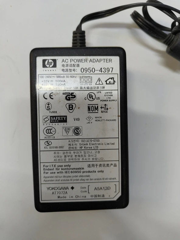 2.EL Orijinal HP Deskjet 0950-4397 32V 500MA 15V 530MA Yazıcı Adaptör Şarj Aleti ürün görseli