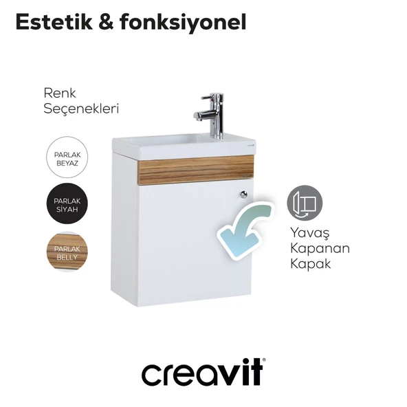 Elmas Lavabo Dolabı 45 cm Beyaz-Parlak Belly - Resim 4