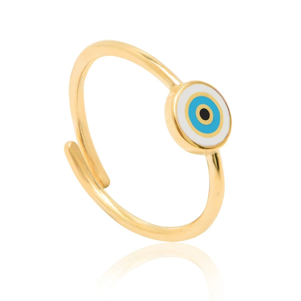 EMILIANO JEWELLERY SİLVER 925 AYAR ZİRKON TAŞLISİZ GÖZ DESENLİ MİNE YÜZÜK