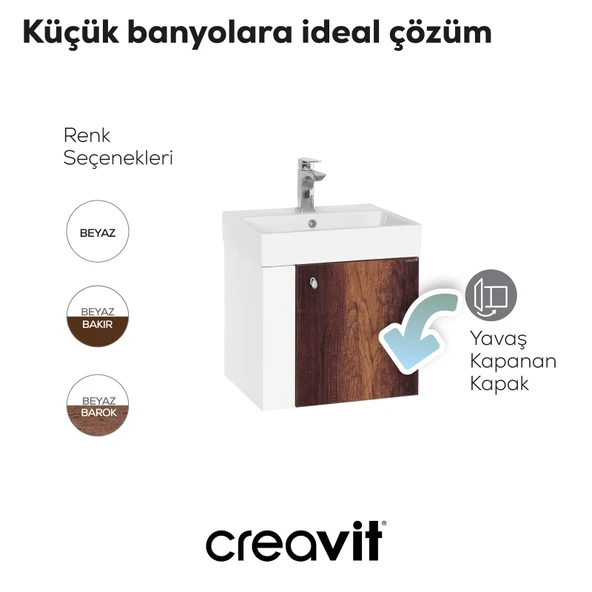 Font Lavabo Dolabı 50 cm Beyaz-Bakır - Resim 4
