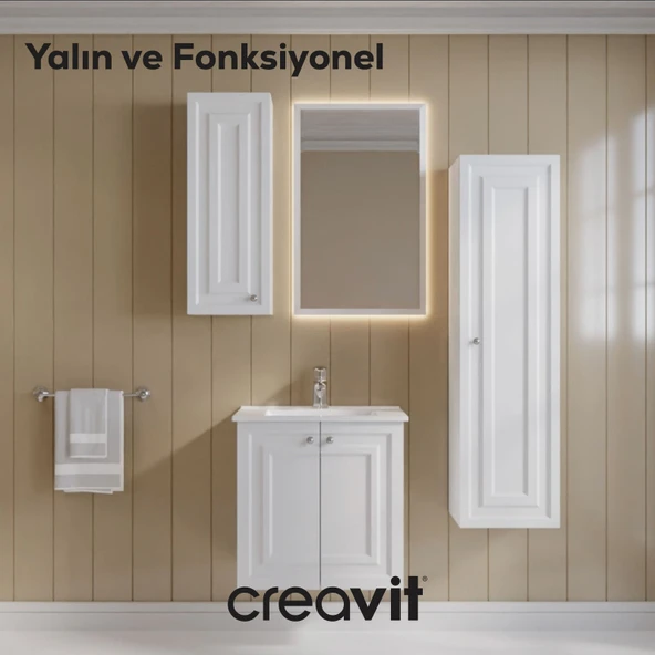 Kayra Lavabo Dolabı Kapaklı 60cm Mat Beyaz - Resim 2