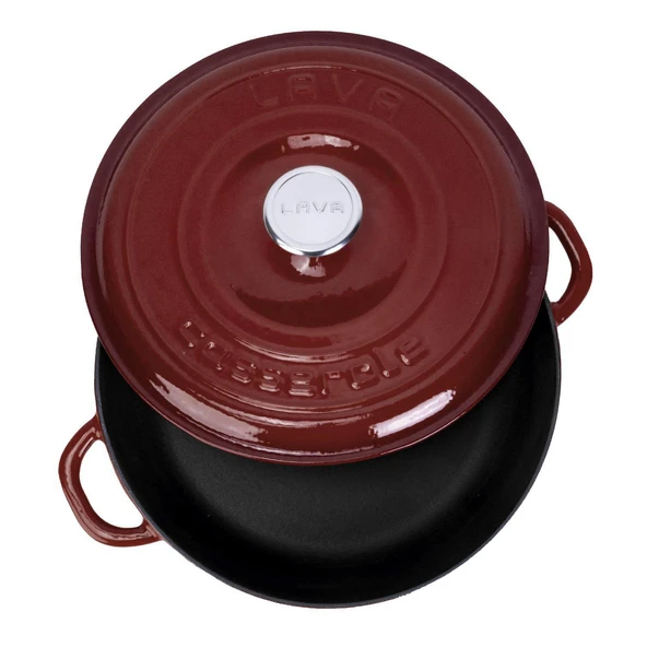 Lava Döküm Yuvarlak Çok Amaçlı Yayvan Tencere New Heritage Serisi Çap(Ø)28cm.-Bordo - Resim 3