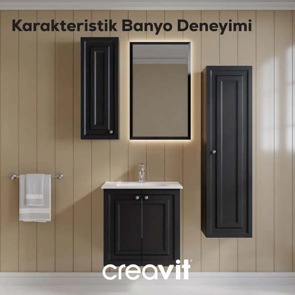 Kayra Lavabo Dolabı Kapaklı 60cm Mat Antrasit - Resim 2