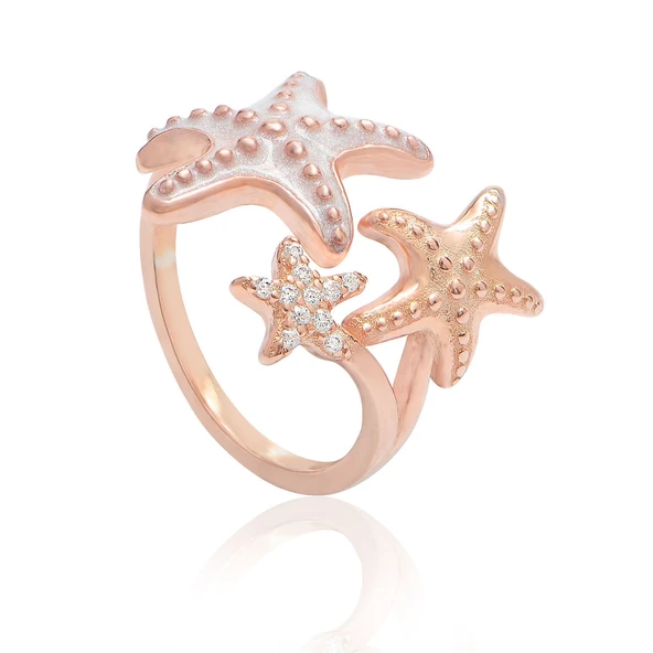 EMILIANO JEWELLERY 925 STERLING SILVER ENAMEL STARFISH ADJUSTABLE RING