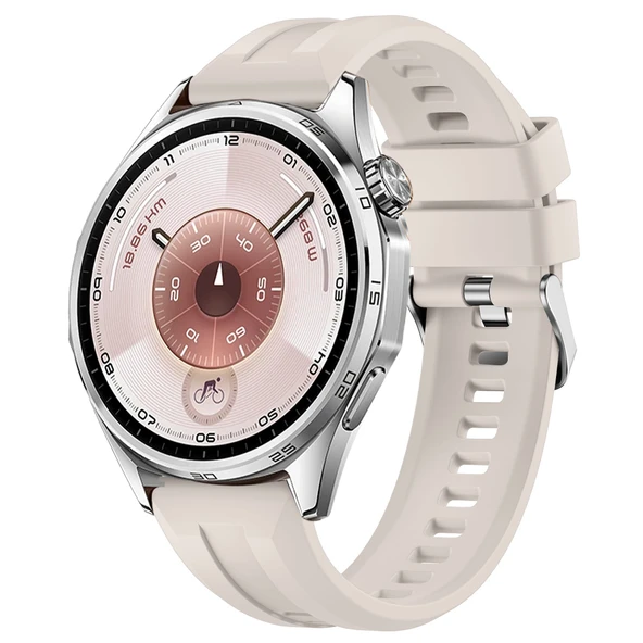 Sneezy Huawei Watch GT6 46mm İle Uyumlu Spor Silikon Metal Tokalı Soft Saat Kordonu  Starlight ürün görseli