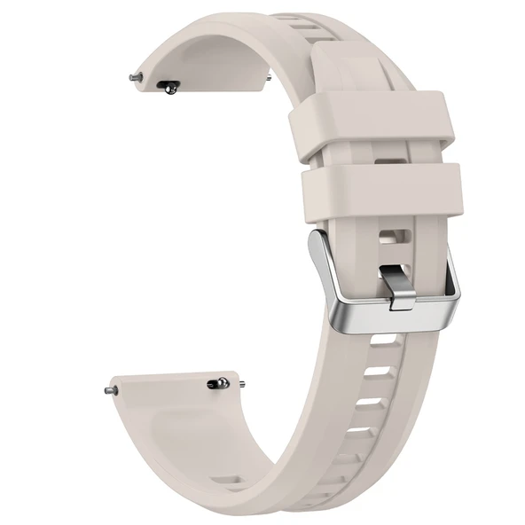 Sneezy Huawei Watch GT6 46mm İle Uyumlu Spor Silikon Metal Tokalı Soft Saat Kordonu  Starlight - Resim 2