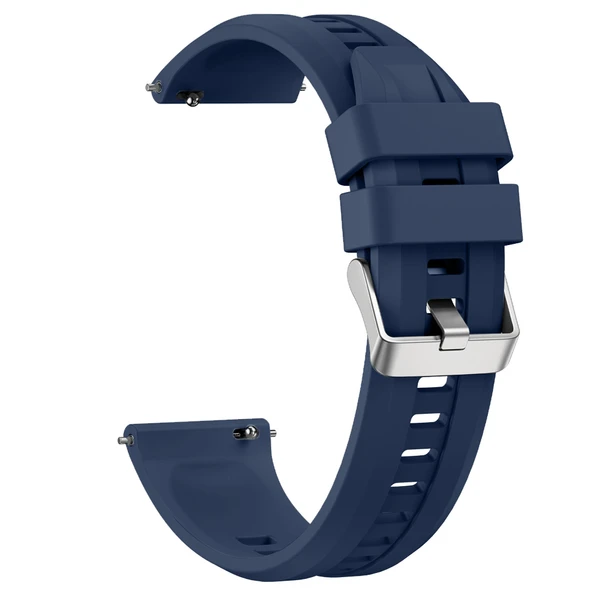 Sneezy Huawei Watch GT6 46mm İle Uyumlu Spor Silikon Metal Tokalı Soft Saat Kordonu  Lacivert - Resim 2