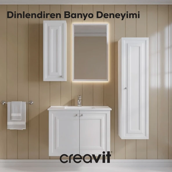 Kayra Lavabo Dolabı Kapaklı 80cm Mat Beyaz - Resim 2