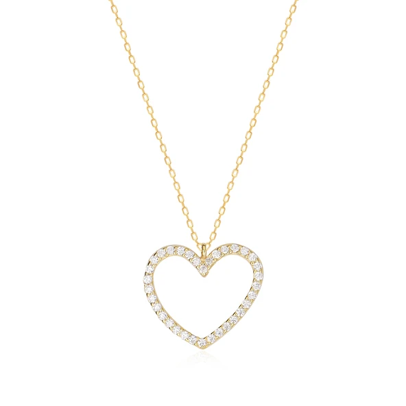 EMILIANO JEWELLERY 925 AYAR ZİRKON TAŞLI KALP KOLYE