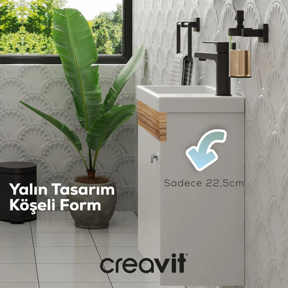 Elmas Lavabo Dolabı 45 cm Beyaz-Parlak Belly - Resim 3