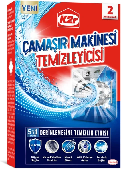 K2r 5'i 1 Arada Çamaşır Makinesi Temizleyicisi 2 Kullanımlık (1 x 163 g)