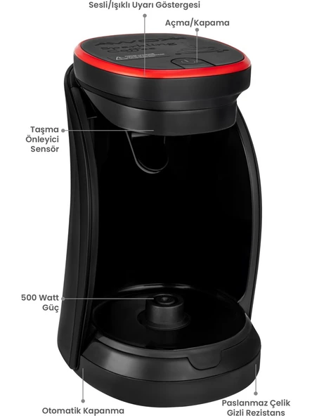 Awox Sparkling Nar Çiçeği Renkli Elektrikli Kahve Makinesi - Resim 3