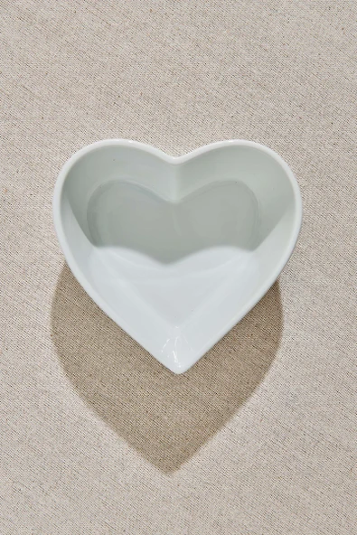 Kalp Porselen Servis Kasesi Beyaz 1 Adet