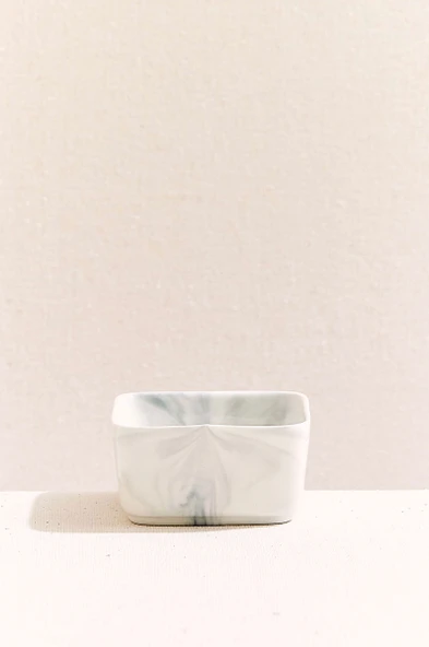 Marble Porselen Servis Kasesi Kare 9 cm Beyaz 1 Adet