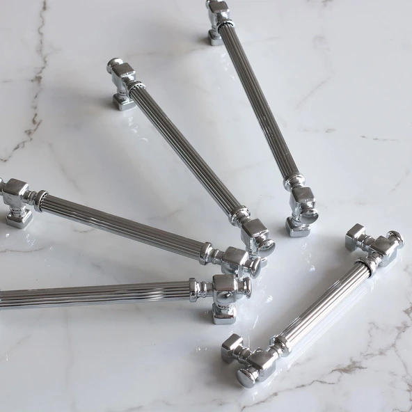 Mobilya Çekmece Mutfak Dolabı Dolap Kulpları Kulbu Krom Çizgili Metal Kulp Kulpu 224 mm - Resim 4