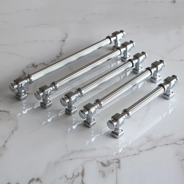 Mobilya Çekmece Mutfak Dolabı Dolap Kulpları Kulbu Krom Çizgili Metal Kulp Kulpu 224 mm - Resim 3