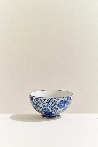 Anemon Porselen Servis Kasesi M Mavi Beyaz 1 Adet