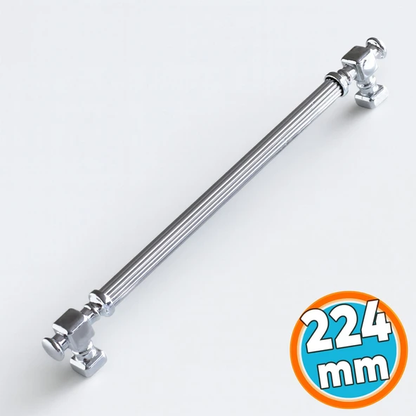 Mobilya Çekmece Mutfak Dolabı Dolap Kulpları Kulbu Krom Çizgili Metal Kulp Kulpu 224 mm ürün görseli