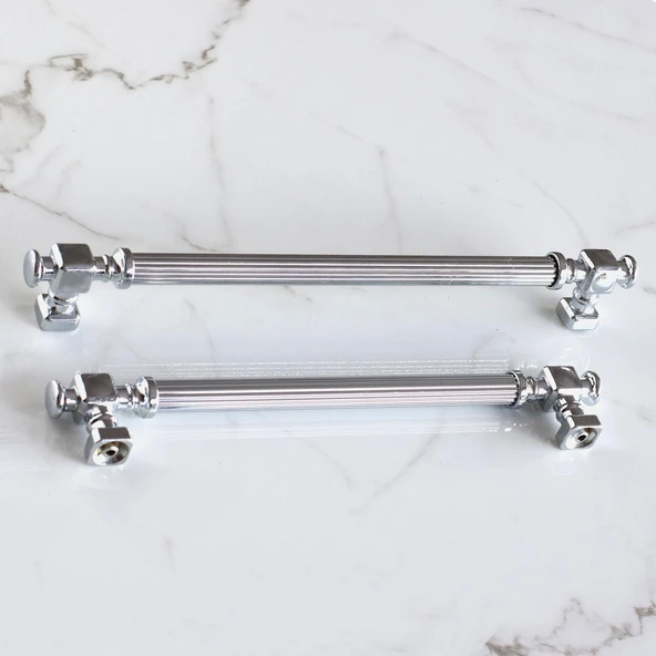 Mobilya Çekmece Mutfak Dolabı Dolap Kulpları Kulbu Krom Çizgili Metal Kulp Kulpu 224 mm - Resim 5