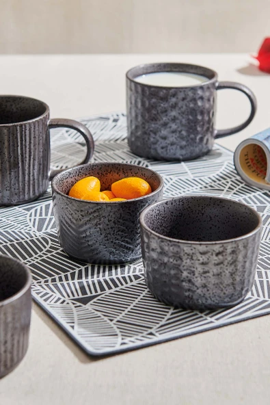 Antrasit 3 Porselen Kase Füme Antrasit 1 Adet