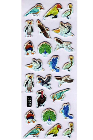 Sticker Kabartmalı Sticker Defter Planlayıcı Etiket (cb554) 16x7 cm- Kuş Türleri ürün görseli 1