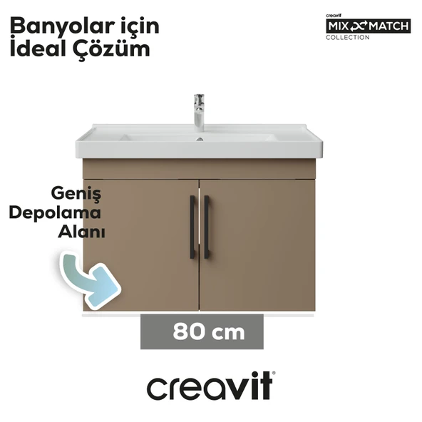 D20 80 Cm Kapaklı Lavabo Dolabı Dafne Melamin Kapak (Demonte) - Resim 3