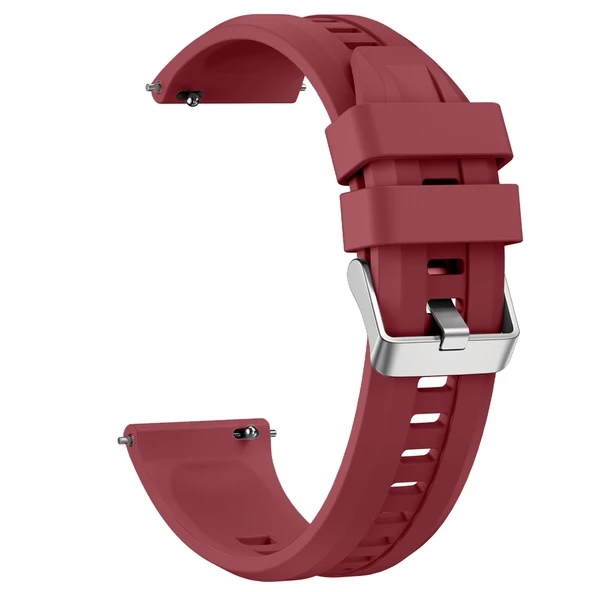 Sneezy Huawei Watch GT5 Pro 46mm İle Uyumlu Spor Silikon Metal Tokalı Soft Saat Kordonu  Mürdüm - Resim 2