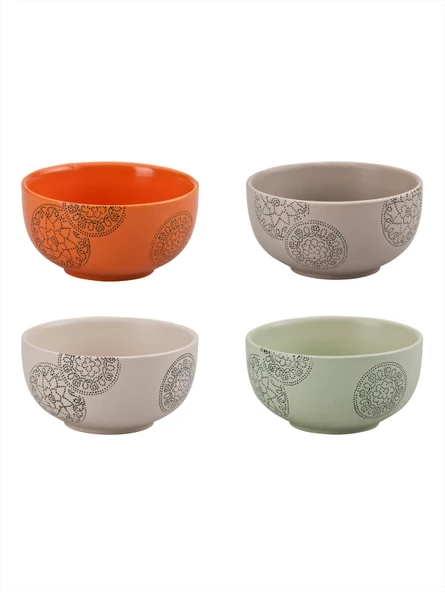 Mühür Seramik 4'lü Kase Seti Renkli 1 Adet