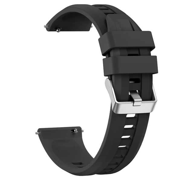 Sneezy Huawei Watch GT5 Pro 46mm İle Uyumlu Spor Silikon Metal Tokalı Soft Saat Kordonu  Siyah - Resim 2