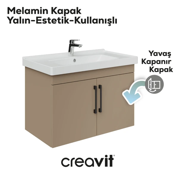 D20 80 Cm Kapaklı Lavabo Dolabı Dafne Melamin Kapak (Demonte) - Resim 4