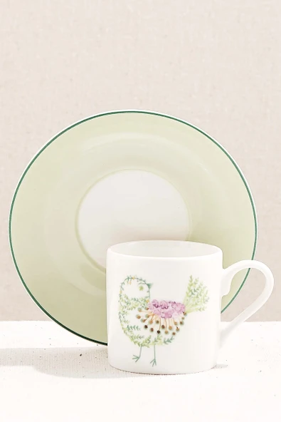 Yeşil Bird Art Porselen Espresso Fincanı 1 Adet ürün görseli