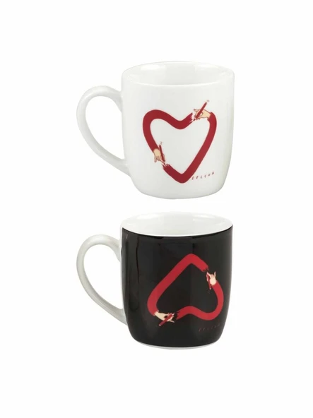 Selçuk Demirel Kalp Porselen Kupa Seti 2'li 1 Adet