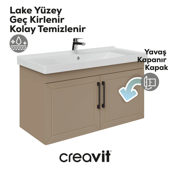 D20 100 Cm Kapaklı Lavabo Dolabı Dafne Lake - Resim 3