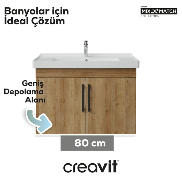 D20 80 Cm Kapaklı Lavabo Dolabı Everest Melamin Kapak - Resim 2