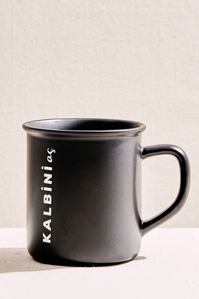 "Kalbini Aç" Siyah Beyaz Seramik Kupa 1 Adet ürün görseli