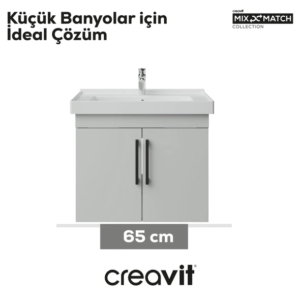 D20 65 Cm Kapaklı Lavabo Dolabı Beyaz Melamin - Resim 3