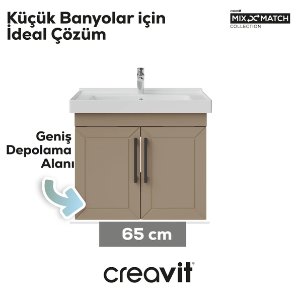 D20 65 Cm Kapaklı Lavabo Dolabı Dafne Lake - Resim 2