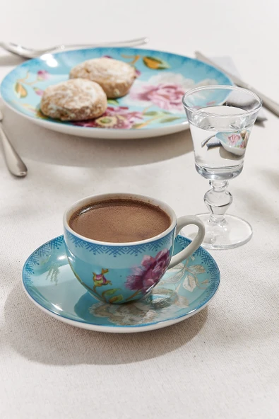 Şakayık Porselen Espresso Fincanı Turkuaz 1 Adet ürün görseli