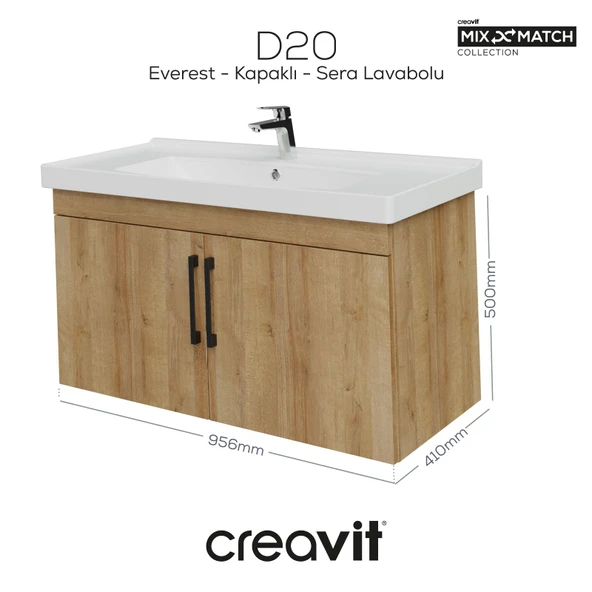D20 100 Cm Kapaklı Lavabo Dolabı Everest Melamin ürün görseli 1