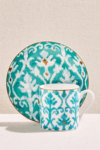 Etnik Porselen Espresso Fincanı Mavi Beyaz 1 Adet ürün görseli