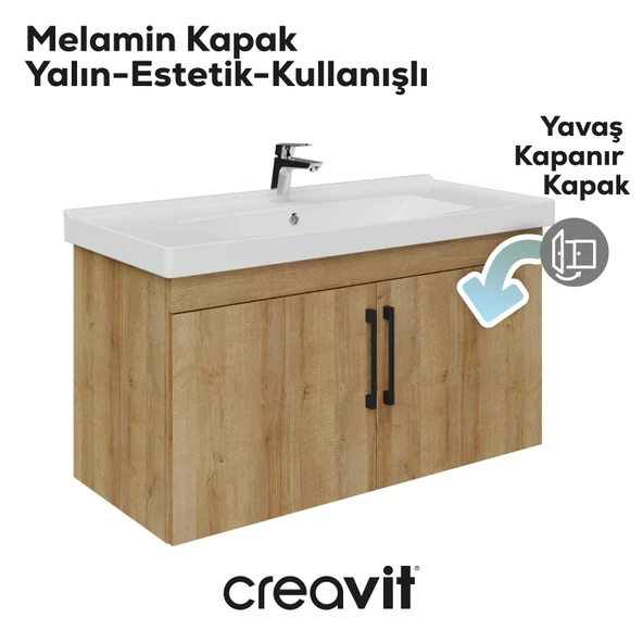 D20 100 Cm Kapaklı Lavabo Dolabı Everest Melamin - Resim 3