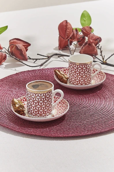 Nezaket Porselen Espresso Fincan Seti 2'li Kırmızı 1 Adet ürün görseli