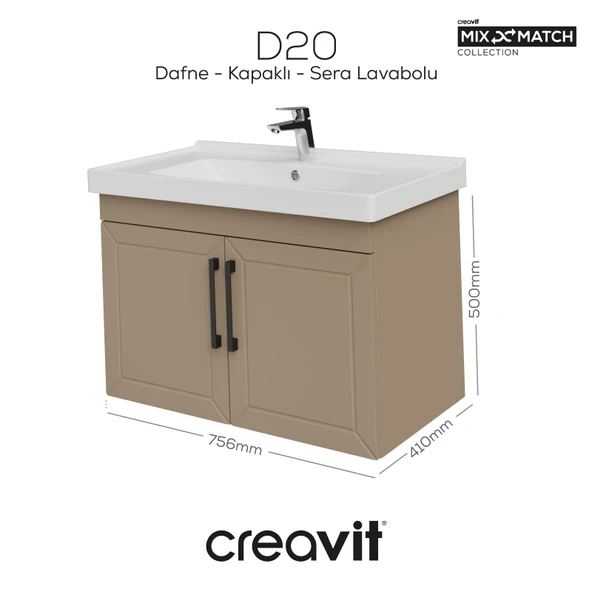 D20 80 Cm Kapaklı Lavabo Dolabı Dafne Lake ürün görseli 1