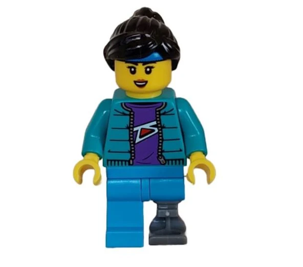 Lego Minifigür Skateboarder Female Dark Azure Legs with Prosthetic Leg cty1628 ürün görseli