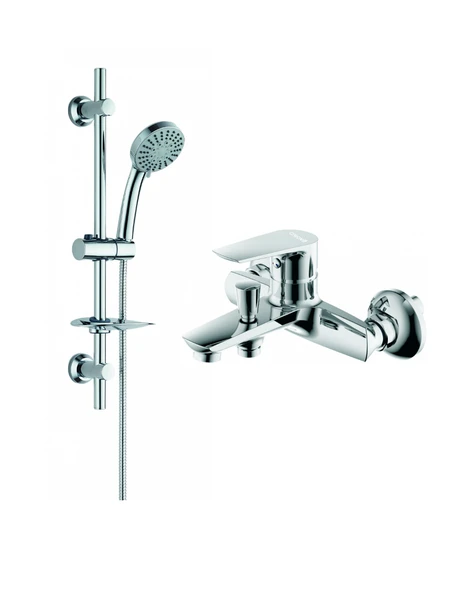 Creavit SH425 Aria 5 Fonksiyonlu Sürgülü El Duş Seti ve SO2500 Solo Banyo Armatürü Krom ürün görseli