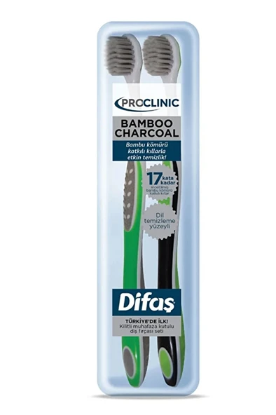 2 ADET  Difaş Diş Fırçası Proclinic Bambu Aktif Kömürlü 2'li ürün görseli